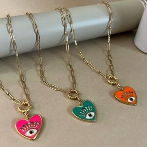 Heart Evil Eye Statement Chain Necklace - Elegant Protection Necklace